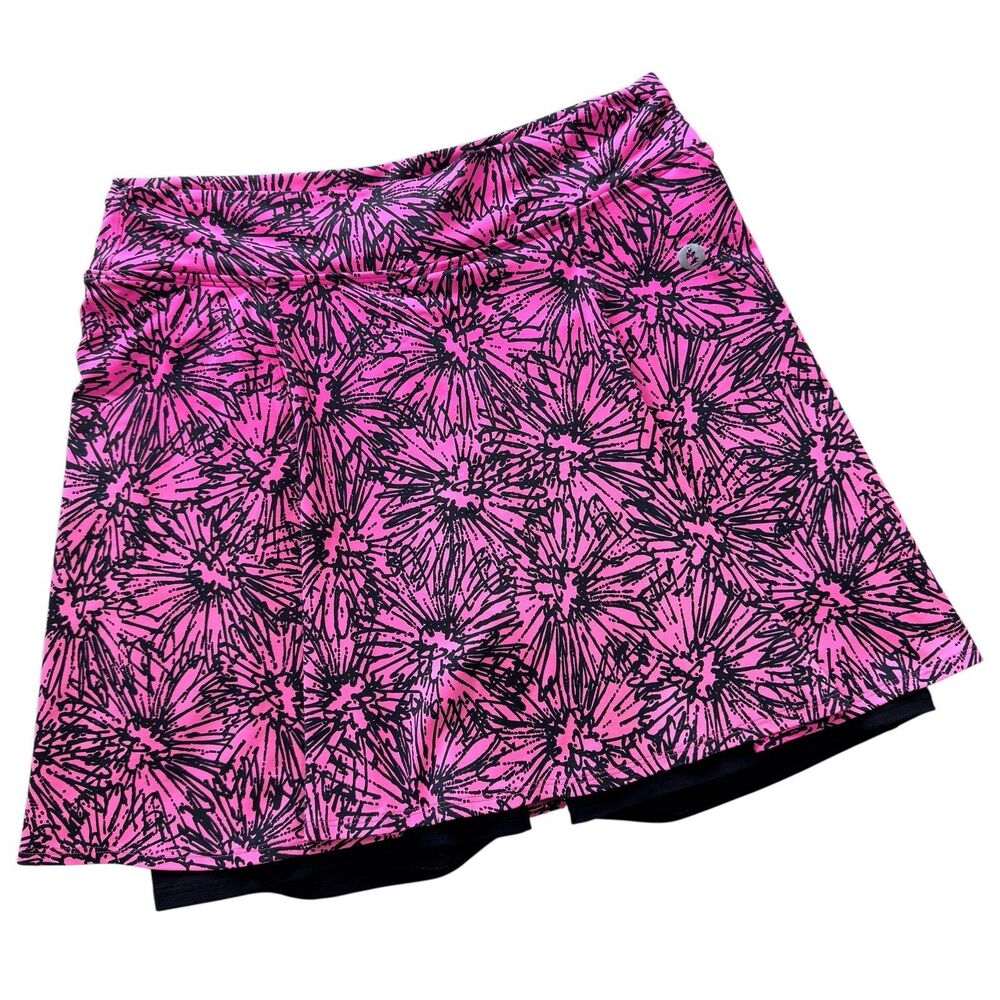 Dona Jo Womens Ultimate Athletic Skirt Skort Tennis Pickleball Black Pink XL EUC